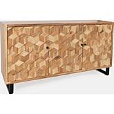 Geometrix Accent Cabinet in Hand Carved Wood